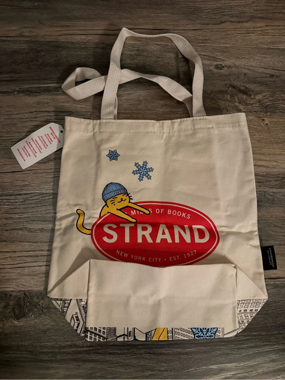 The Strand Tote Bag Unisex Medium White Canvas Cat Tote Bag